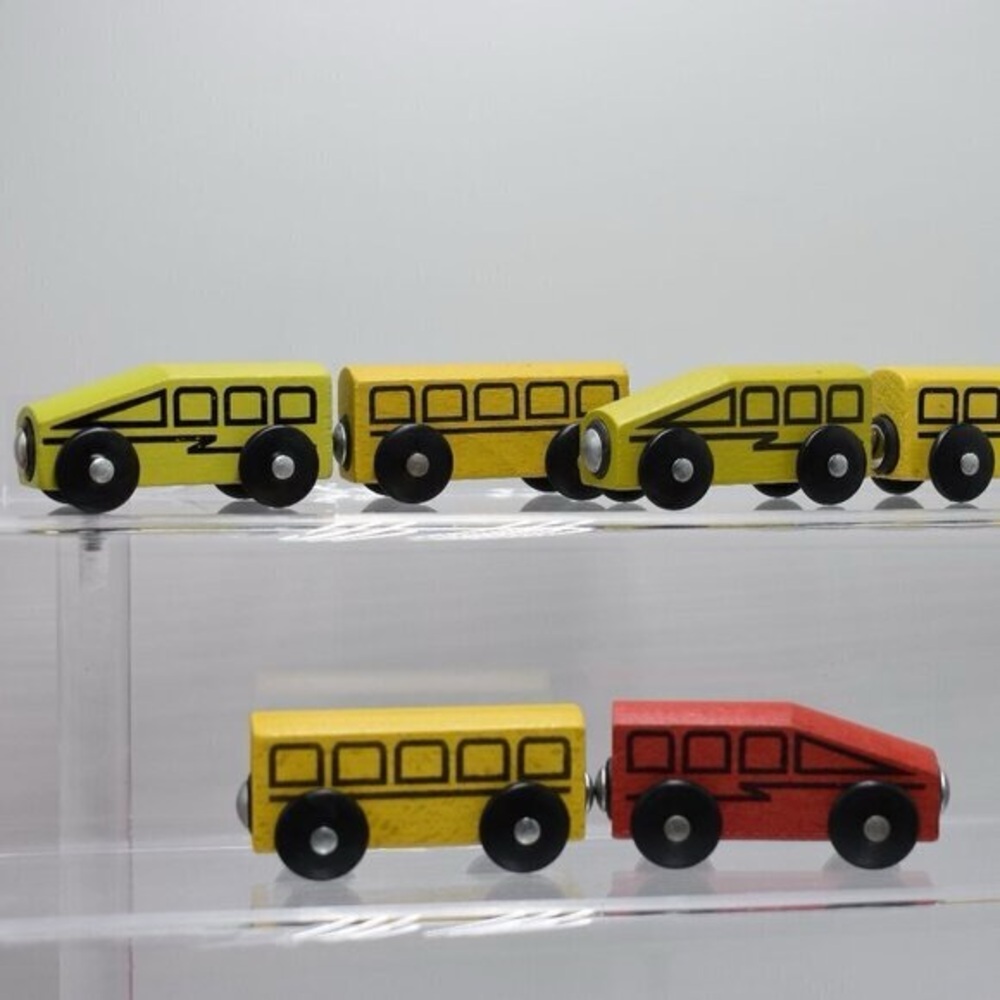 Ikea Wooden Train 6 Pieces Wooden Toy Train Engine Car Bus and Tender Lot  6